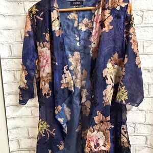 Papillon Blue Floral Sheer Cover-Up